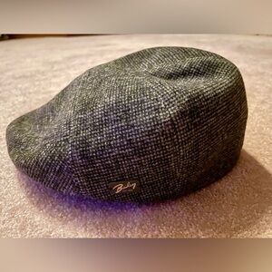 Bailey of Hollywood “Poet” Wool Flat Cap – Brown Herringbone – Size Small